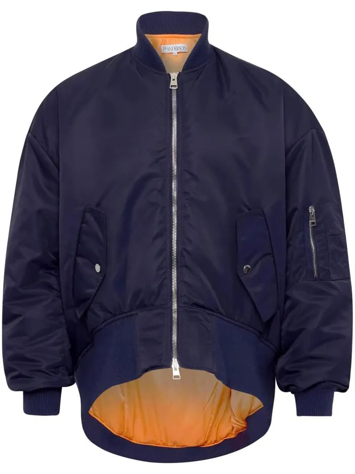 Henrik Vibskov Boutique Oversized Curved Hem Bomber Jacket 8211 Navy Men Jackets and Coats