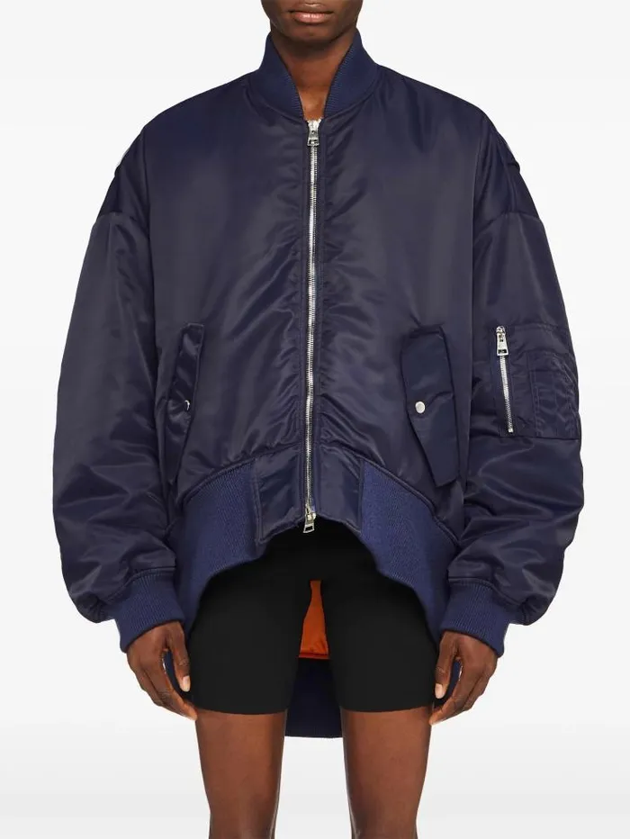 Henrik Vibskov Boutique Oversized Curved Hem Bomber Jacket 8211 Navy Men Jackets and Coats