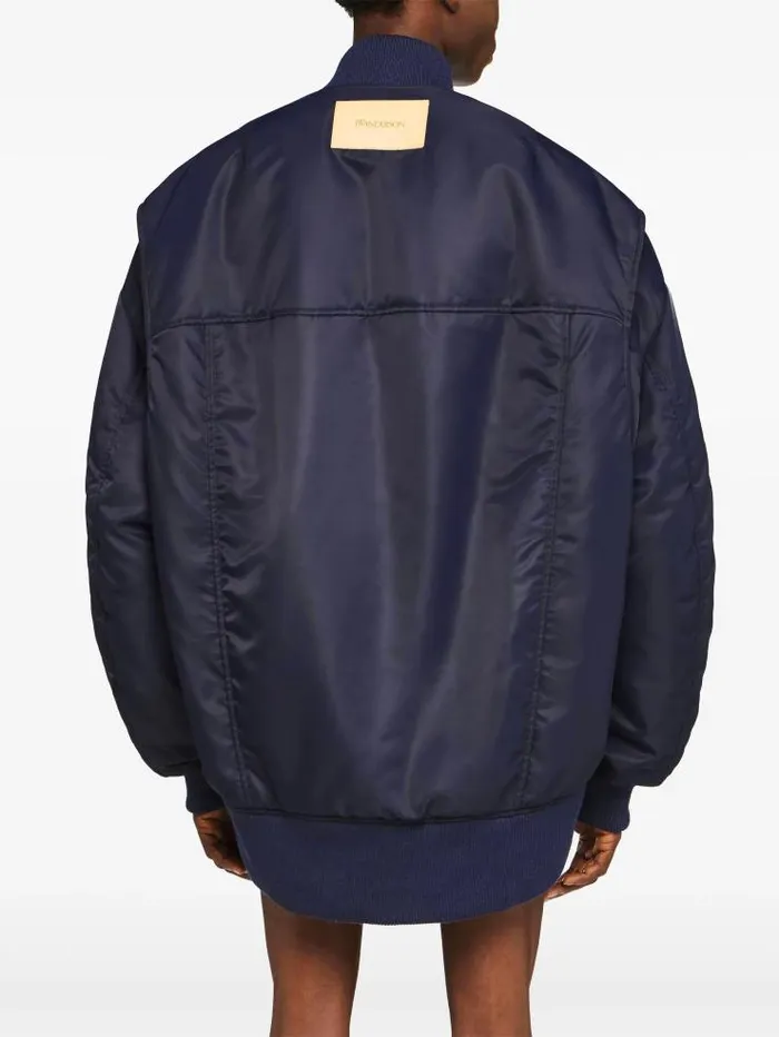 Henrik Vibskov Boutique Oversized Curved Hem Bomber Jacket 8211 Navy Men Jackets and Coats