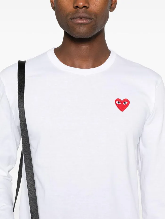 Henrik Vibskov Boutique Unisex Long Sleeve Tee Red Heart 8211 White Men Tops