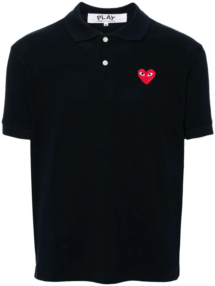 Henrik Vibskov Boutique Unisex Polo Shirt Red Heart 8211 Navy Men Shirts