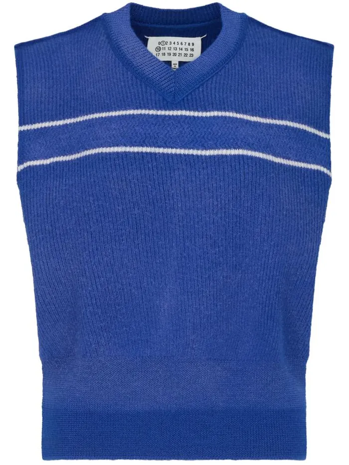 Henrik Vibskov Boutique VNeck Vest 8211 BluetteOff White Women Knitwear