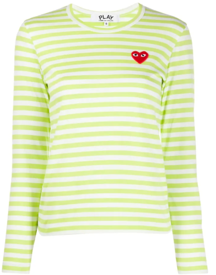 Henrik Vibskov Boutique Women039s Striped Tee Red Heart 8211 Light Green Women Tops Henrik Vibskov Boutique Women039s Striped Tee Red Heart 8211 Light Green Women Tops