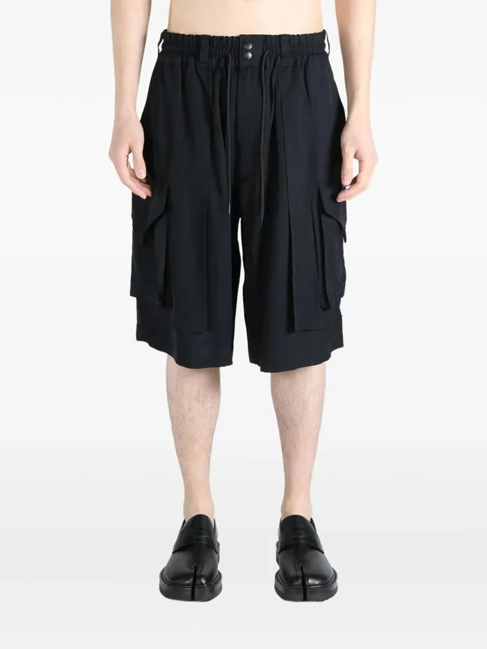 Henrik Vibskov Boutique Y3 Rayon Twill Cargo Shorts 8211 Black Men Shorts