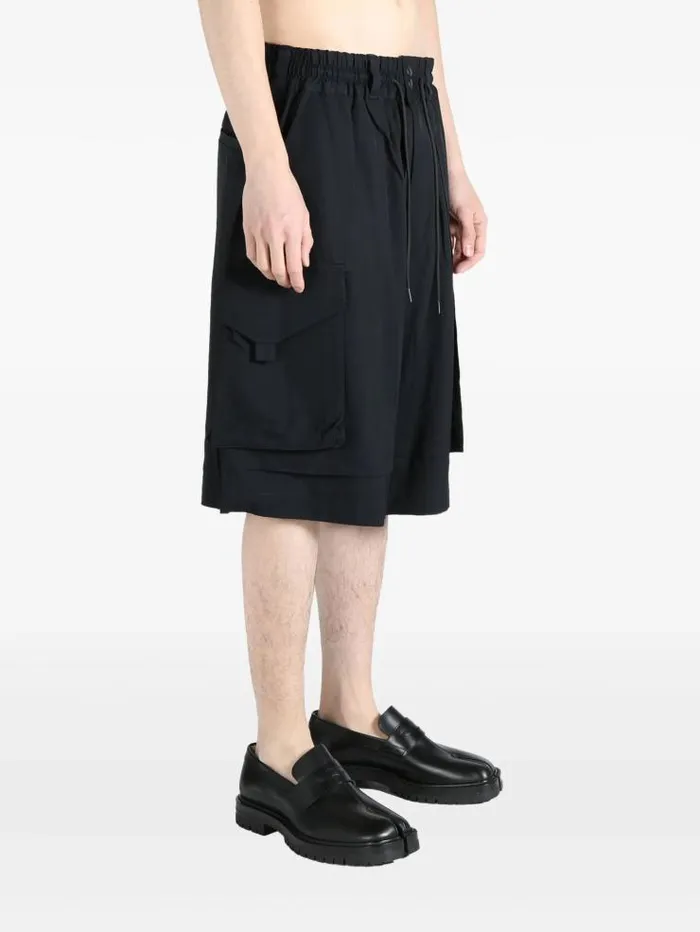 Henrik Vibskov Boutique Y3 Rayon Twill Cargo Shorts 8211 Black Men Shorts