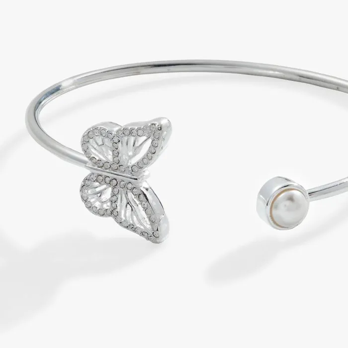 Iconic Women Alex And Ani Crystal Butterfly Pearl Flex Cuff Bracelet Gold