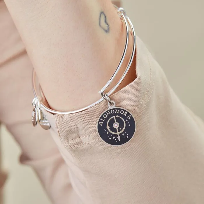 Iconic Women Alex And Ani Harry Potter 039Alohomora039 Charm Bangle Bracelet Shiny Silver
