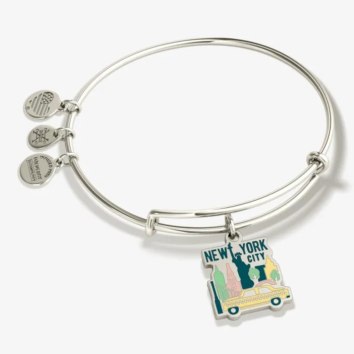 Iconic Women Alex And Ani New York City Charm Bangle Bracelet Shiny Silver