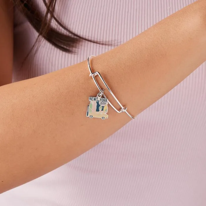 Iconic Women Alex And Ani New York City Charm Bangle Bracelet Shiny Silver