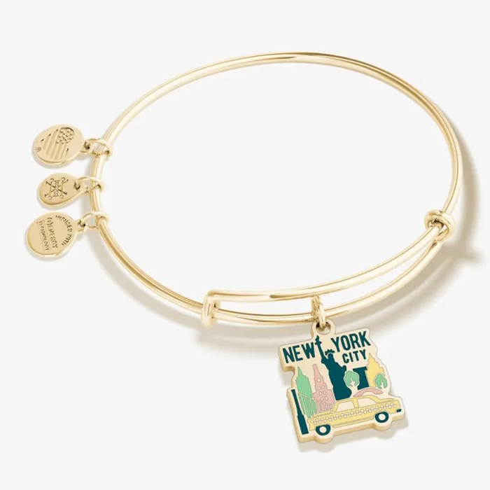 Iconic Women Alex And Ani New York City Charm Bangle Bracelet Shiny Silver