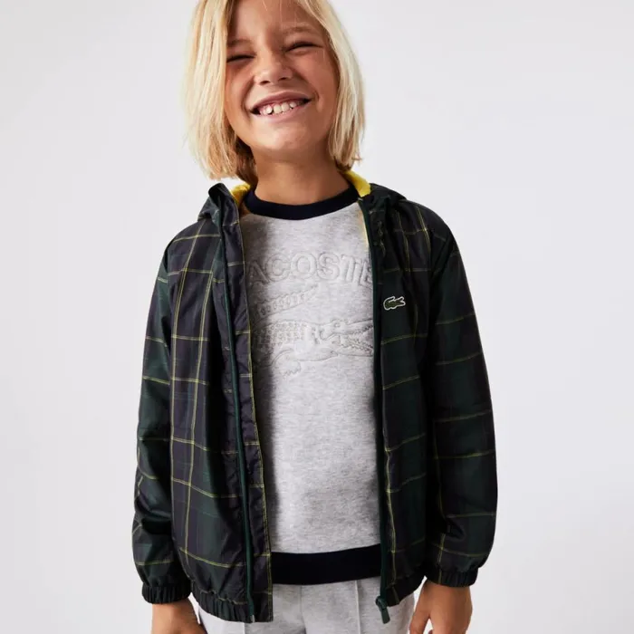 Jackets and Coats KidsMen Lacoste Kids039 WaterRepellent Windbreaker Navy Blue Green Yellow 9dw