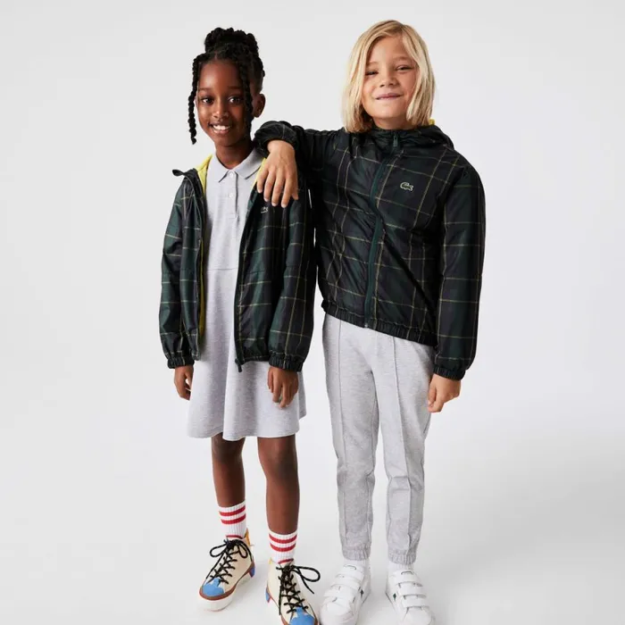 Jackets and Coats KidsMen Lacoste Kids039 WaterRepellent Windbreaker Navy Blue Green Yellow 9dw