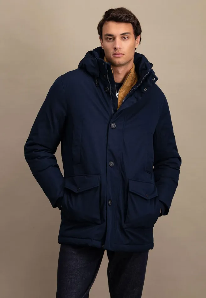 Jackets and Coats Men FYNCHHATTON Parka With Hood And Four Buttons Dark Navydark Khakiflamehazelcloud Blue