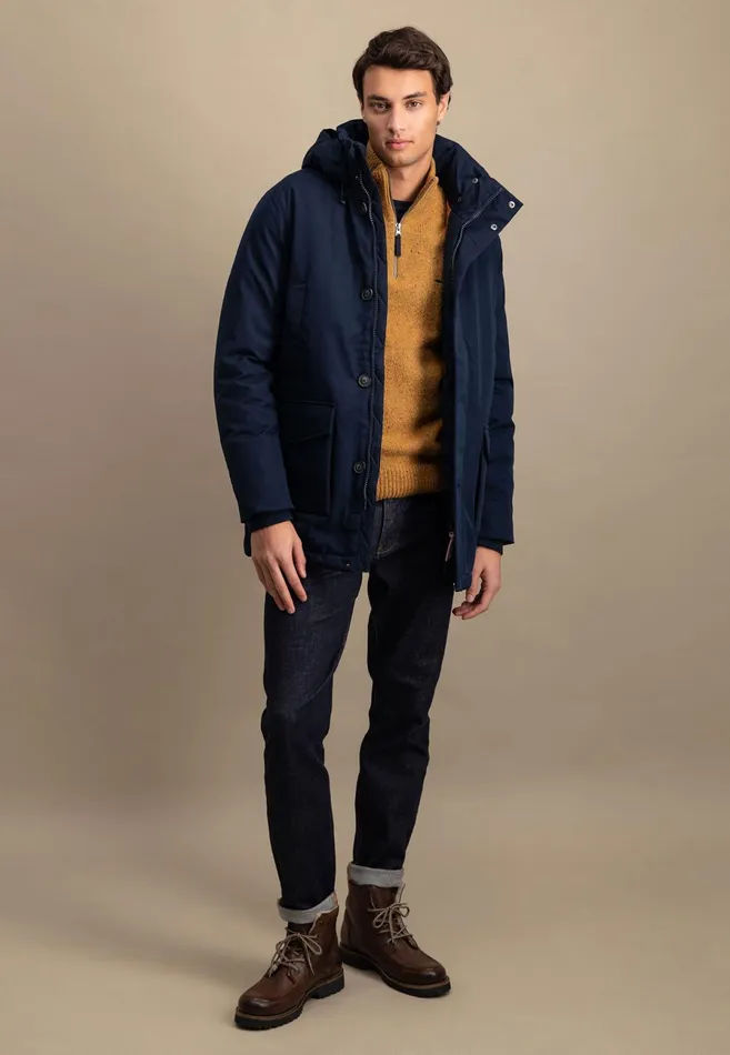 Jackets and Coats Men FYNCHHATTON Parka With Hood And Four Buttons Dark Navydark Khakiflamehazelcloud Blue