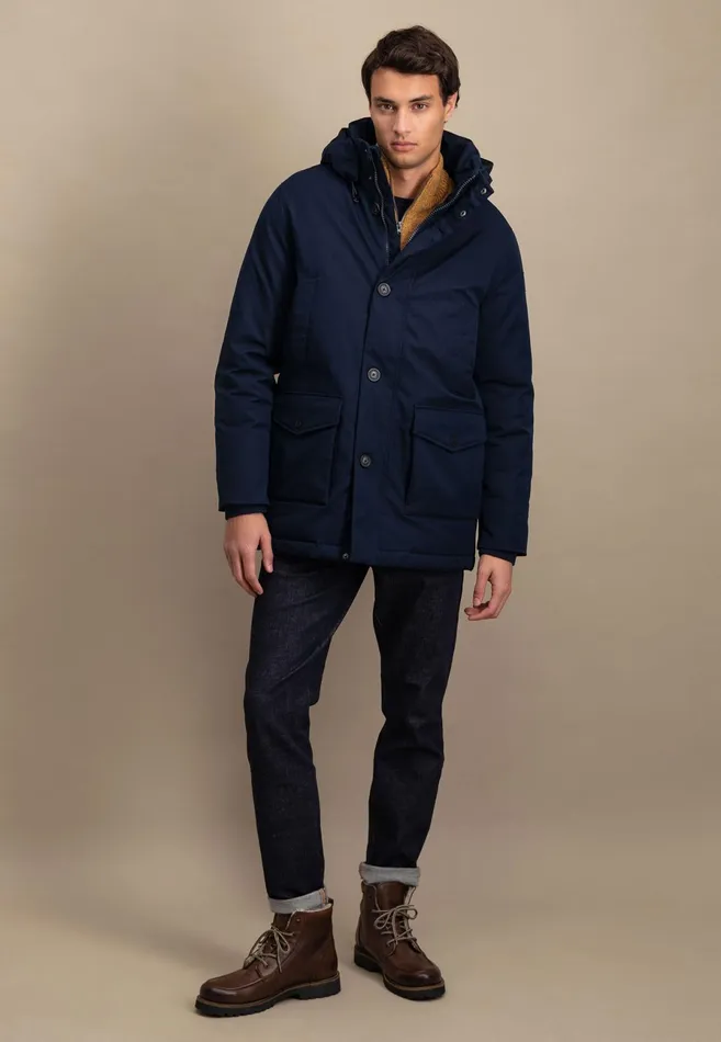 Jackets and Coats Men FYNCHHATTON Parka With Hood And Four Buttons Dark Navydark Khakiflamehazelcloud Blue