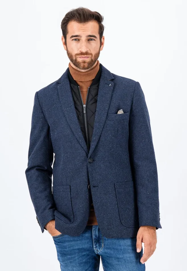 Jackets and Coats Men FYNCHHATTON Tweed Blazer With Two Buttons Dark Navyhazel Jackets and Coats Men FYNCHHATTON Tweed Blazer With Two Buttons Dark Navyhazel
