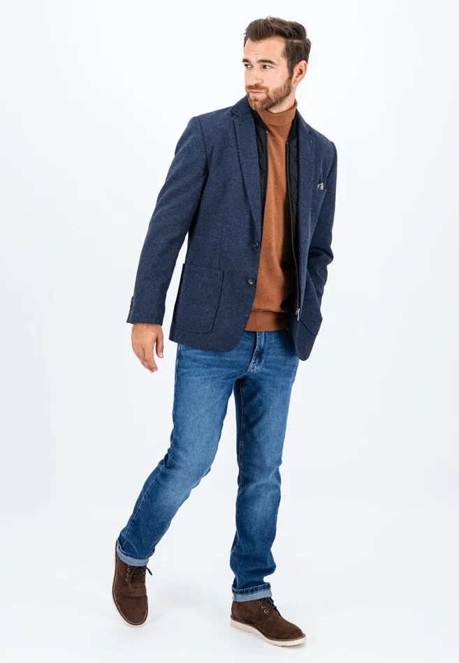 Jackets and Coats Men FYNCHHATTON Tweed Blazer With Two Buttons Dark Navyhazel