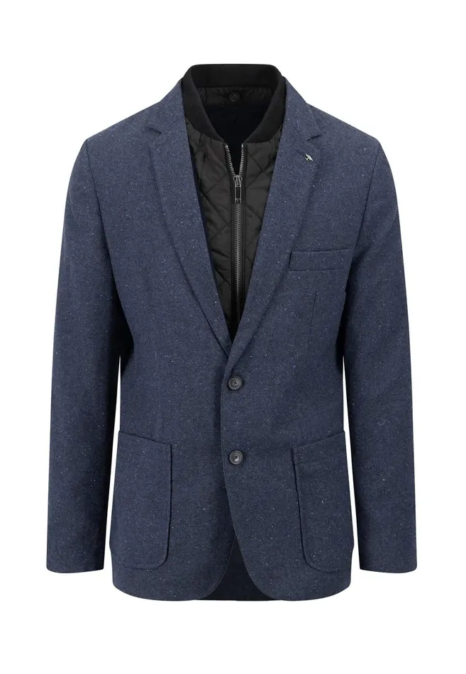 Jackets and Coats Men FYNCHHATTON Tweed Blazer With Two Buttons Dark Navyhazel