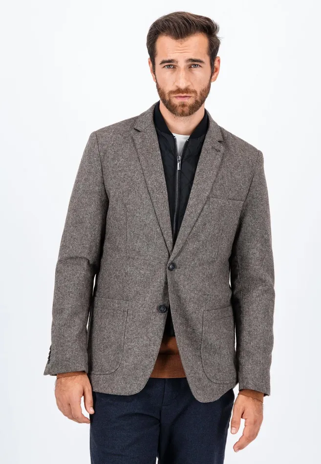 Jackets and Coats Men FYNCHHATTON Tweed Blazer With Two Buttons Dark Navyhazel