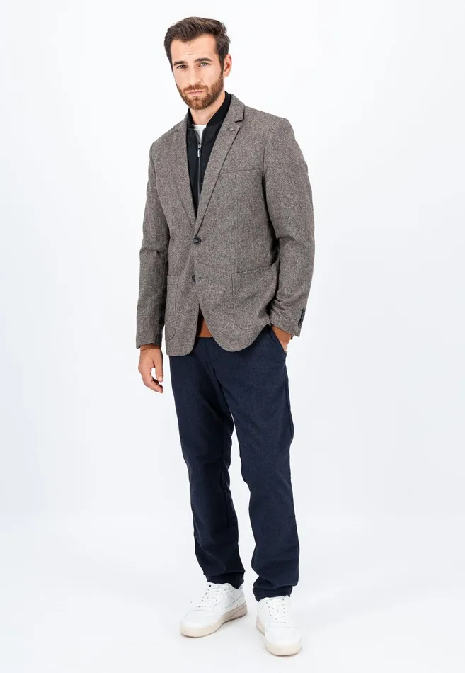 Jackets and Coats Men FYNCHHATTON Tweed Blazer With Two Buttons Dark Navyhazel