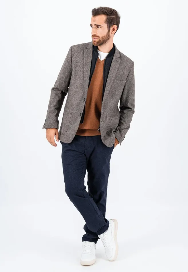 Jackets and Coats Men FYNCHHATTON Tweed Blazer With Two Buttons Dark Navyhazel