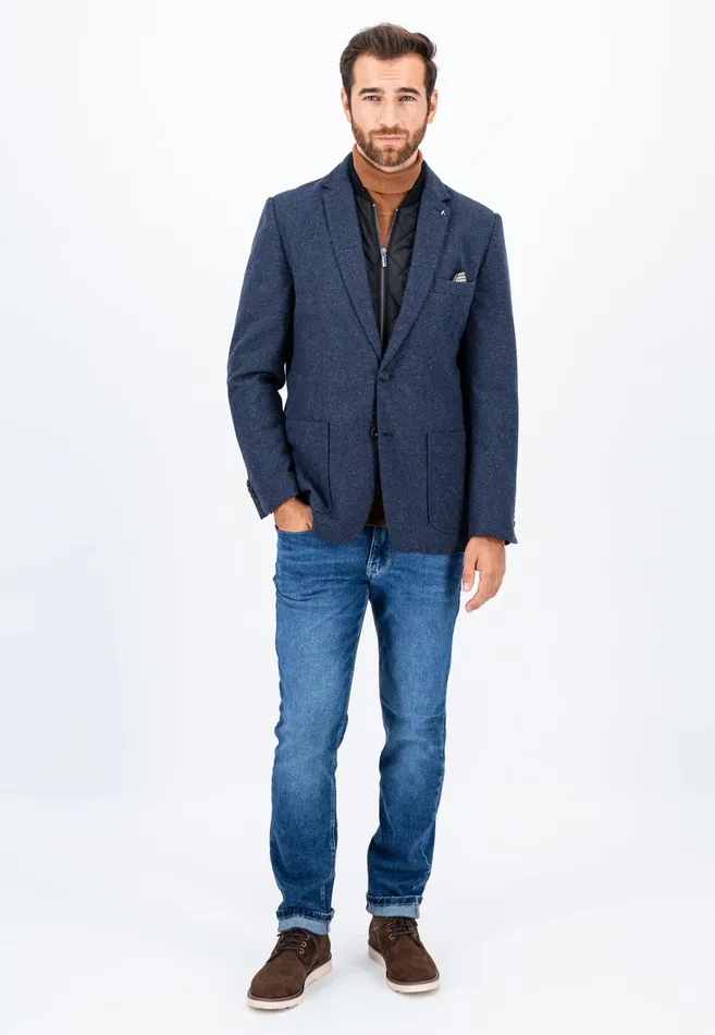 Jackets and Coats Men FYNCHHATTON Tweed Blazer With Two Buttons Dark Navyhazel