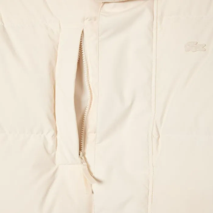 Jackets and Coats Men Lacoste Men039s Removable Hood Midi Puffer Jacket Cream Xfj