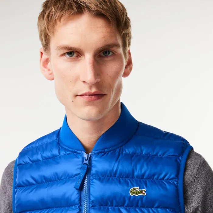 Jackets and Coats Men Lacoste Men039s WaterRepellent Puffer Vest Gentian Blue Jq0