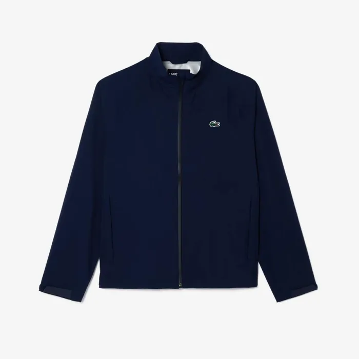 Jackets and Coats Men Lacoste Mens Golf ZipUp Waterproof Windbreaker Navy Blue 423