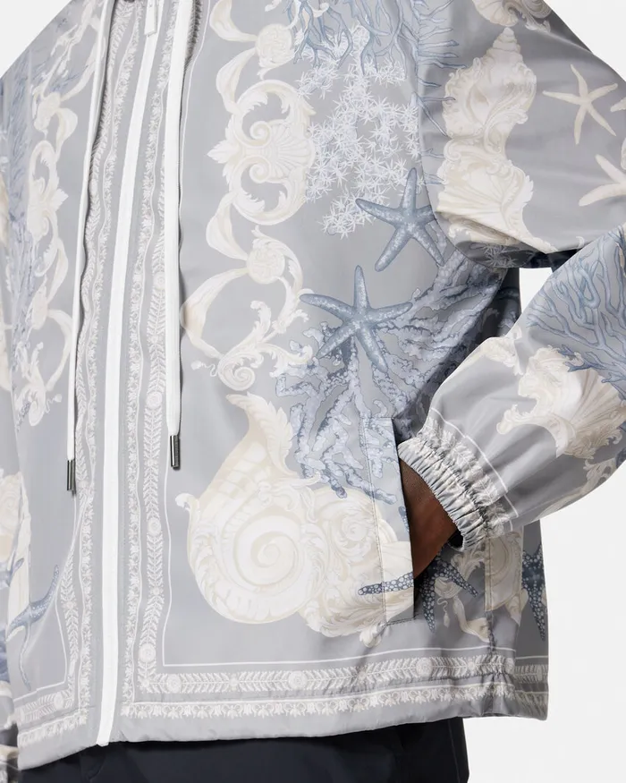 Jackets and Coats Men Versace Barocco Sea Windbreaker Jacket Blueprint