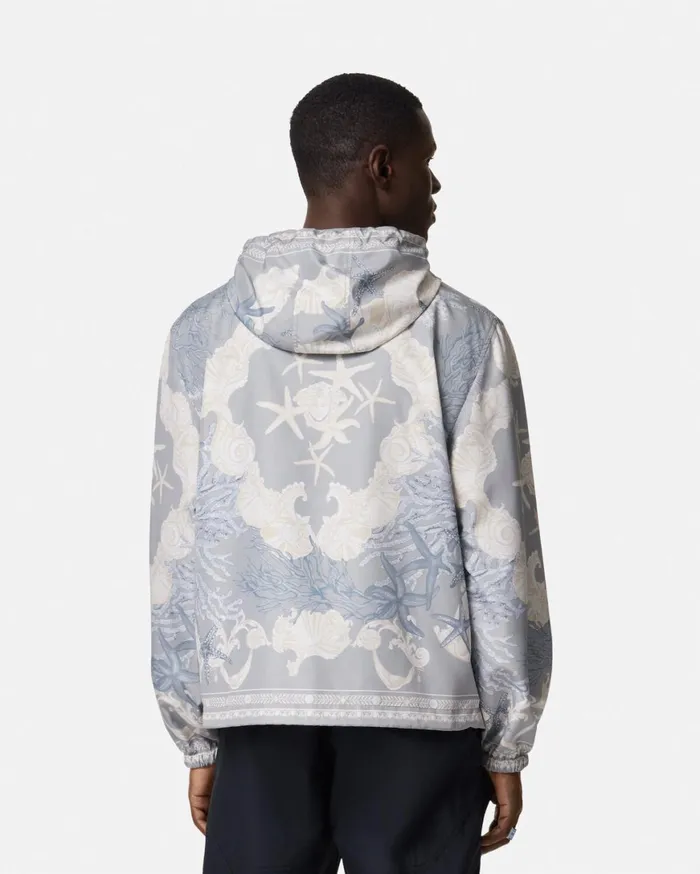 Jackets and Coats Men Versace Barocco Sea Windbreaker Jacket Blueprint
