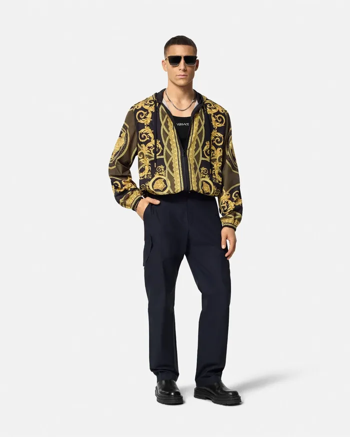 Jackets and Coats Men Versace La Coupe Des Dieux Windbreaker Jacket Black