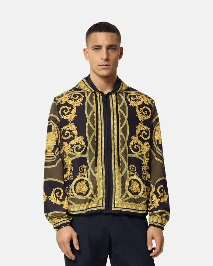 Jackets and Coats Men Versace La Coupe Des Dieux Windbreaker Jacket Black