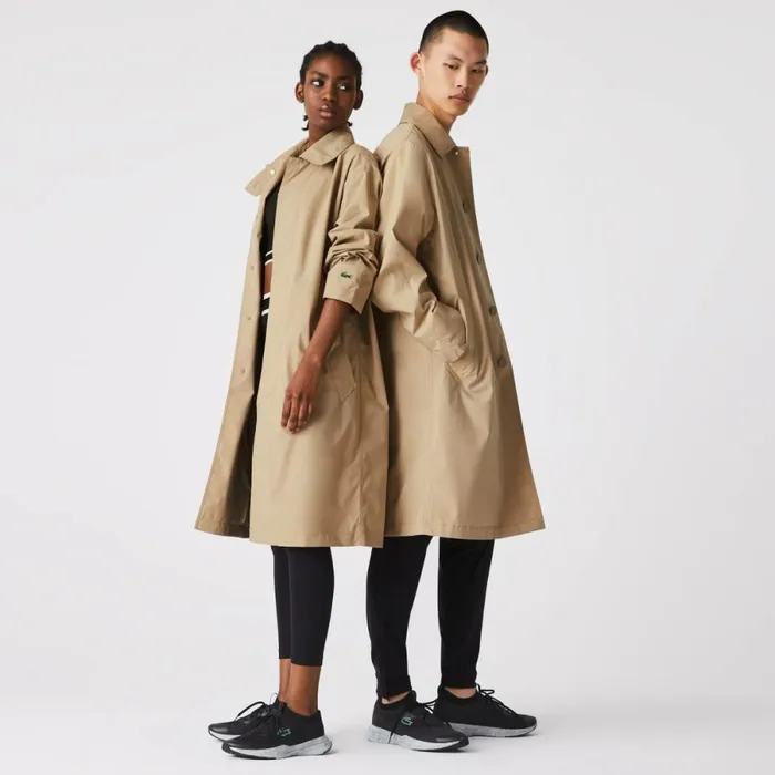 Jackets and Coats MenWomen Lacoste Unisex Long Light WaterResistant Buttoned Parka Beige C5u