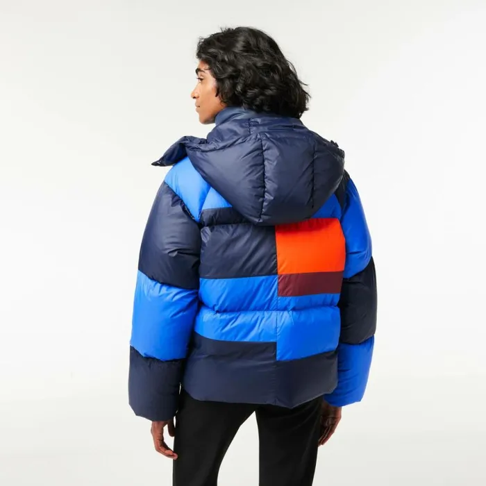 Jackets and Coats Women Lacoste Women039s Oversized Removable Hood Puffer Jacket Navy Blue Blue Orange Bordeaux Izr