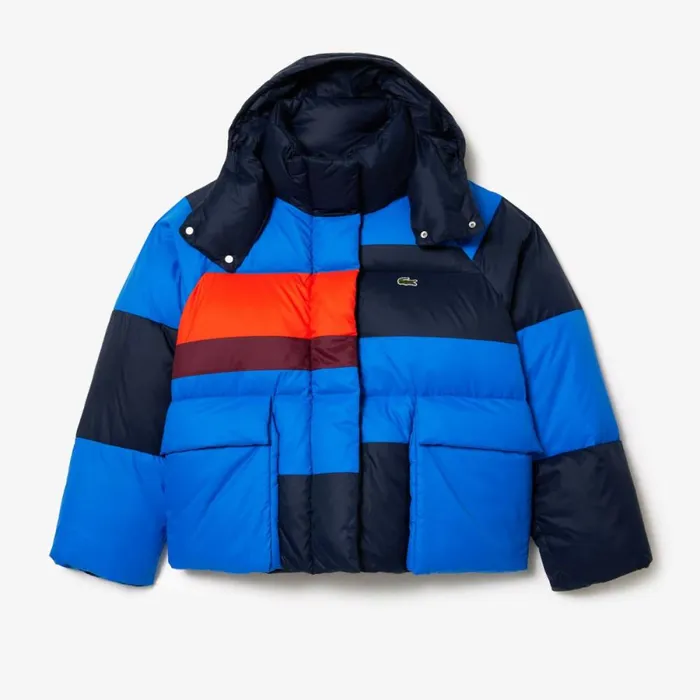 Jackets and Coats Women Lacoste Women039s Oversized Removable Hood Puffer Jacket Navy Blue Blue Orange Bordeaux Izr