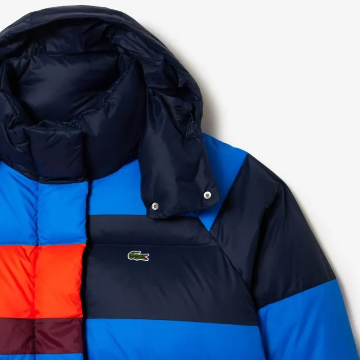 Jackets and Coats Women Lacoste Women039s Oversized Removable Hood Puffer Jacket Navy Blue Blue Orange Bordeaux Izr