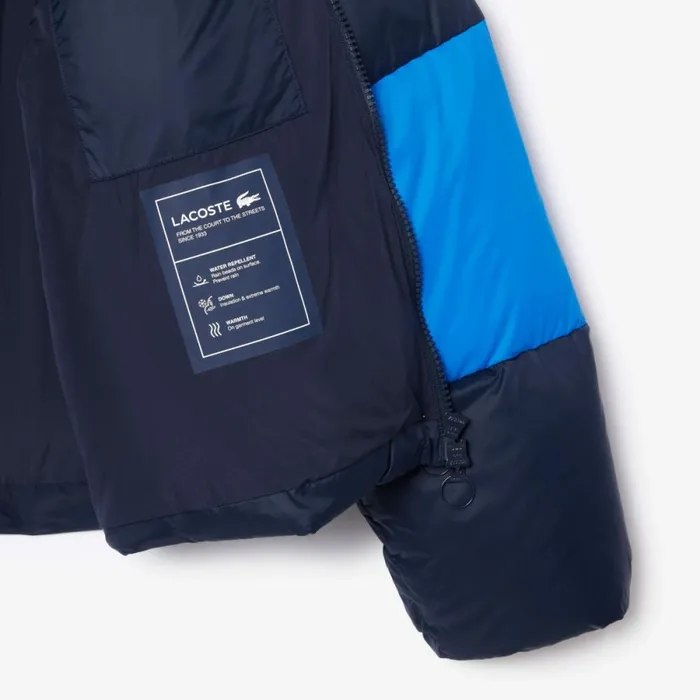 Jackets and Coats Women Lacoste Women039s Oversized Removable Hood Puffer Jacket Navy Blue Blue Orange Bordeaux Izr