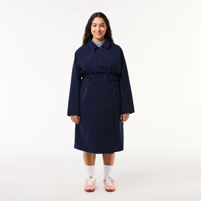 Jackets and Coats Women Lacoste Women039s Oversized Trench Coat Navy Blue 166