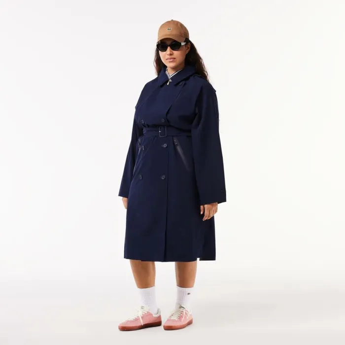 Jackets and Coats Women Lacoste Women039s Oversized Trench Coat Navy Blue 166