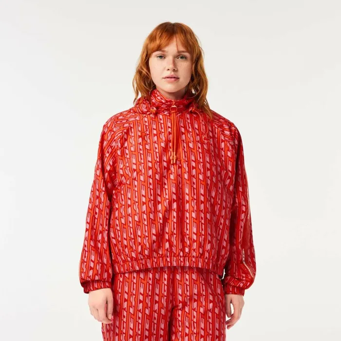 Jackets and Coats Women Lacoste Womens Oversized Track Jacket Orange Red Pink Zi1