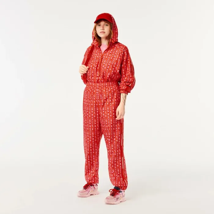 Jackets and Coats Women Lacoste Womens Oversized Track Jacket Orange Red Pink Zi1