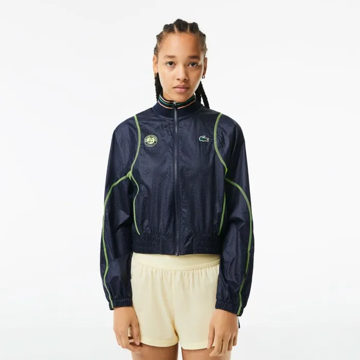 Jackets and Coats Women Lacoste Womens Roland Garros Edition PostMatch Cropped Jacket Navy Blue Yellow Zwi Jackets and Coats Women Lacoste Womens Roland Garros Edition PostMatch Cropped Jacket Navy Blue Yellow Zwi
