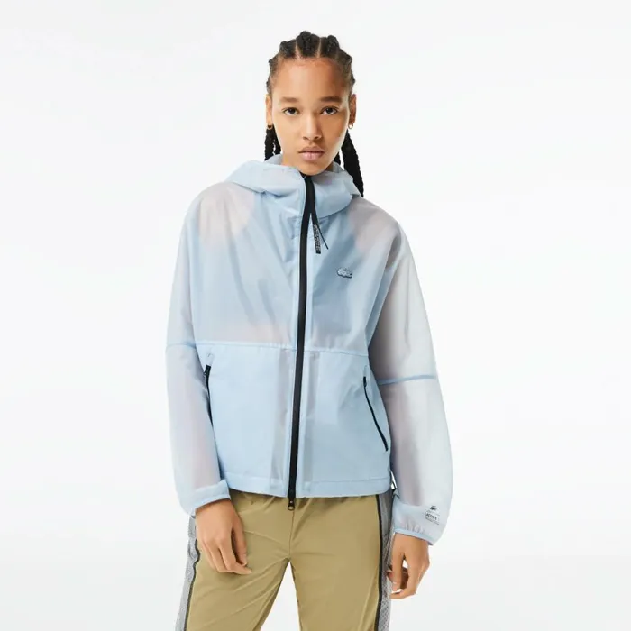 Jackets and Coats Women Lacoste Womens Transparent Windbreaker Blue Fye