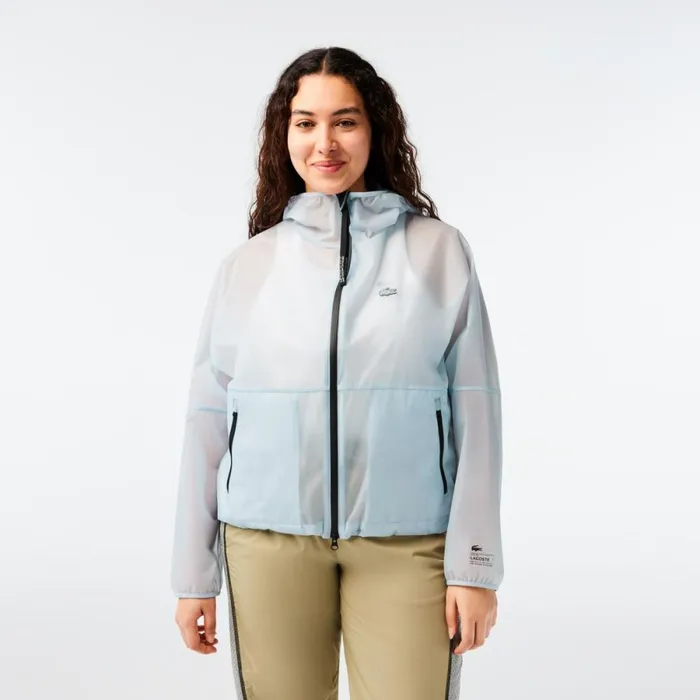 Jackets and Coats Women Lacoste Womens Transparent Windbreaker Blue Fye