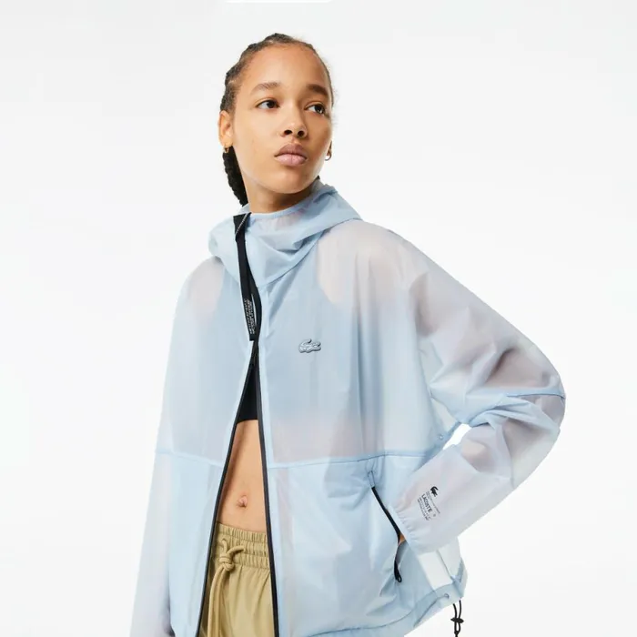 Jackets and Coats Women Lacoste Womens Transparent Windbreaker Blue Fye