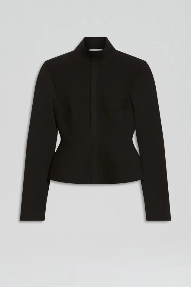 Jackets CREPE KNIT PEPLUM JACKET DARKCHOCOLATE Scanlan Theodore Women