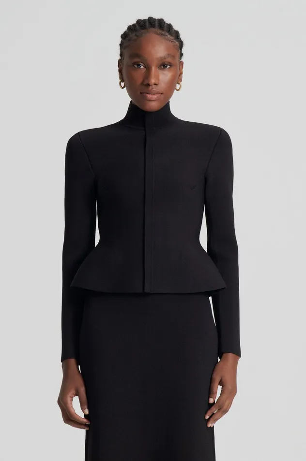 Jackets CREPE KNIT PEPLUM JACKET DARKCHOCOLATE Scanlan Theodore Women