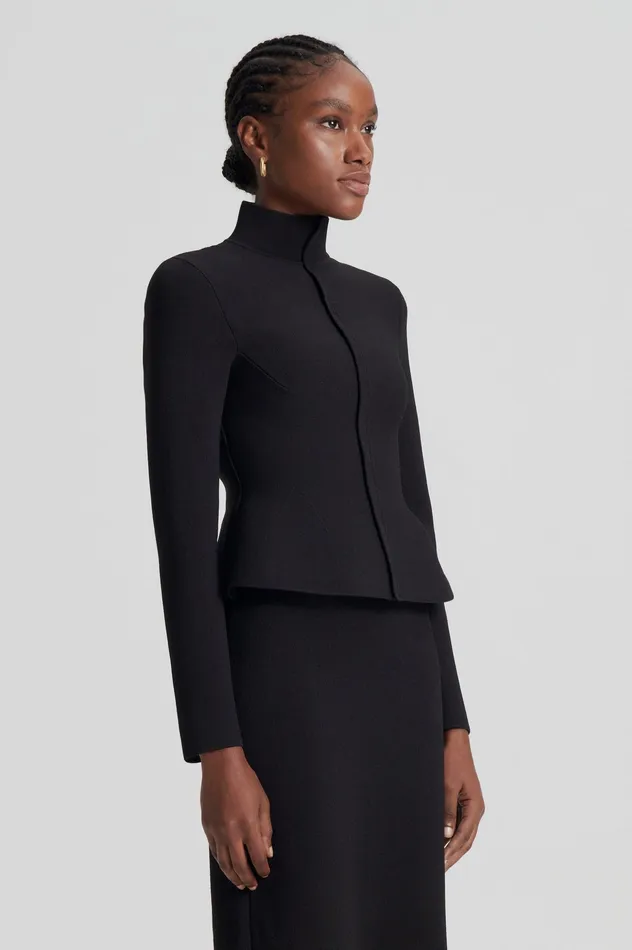 Jackets CREPE KNIT PEPLUM JACKET DARKCHOCOLATE Scanlan Theodore Women