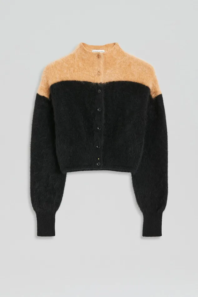 Jackets Scanlan Theodore Women CASHMERE BRUSHED CARDIGAN BLACKCAMEL